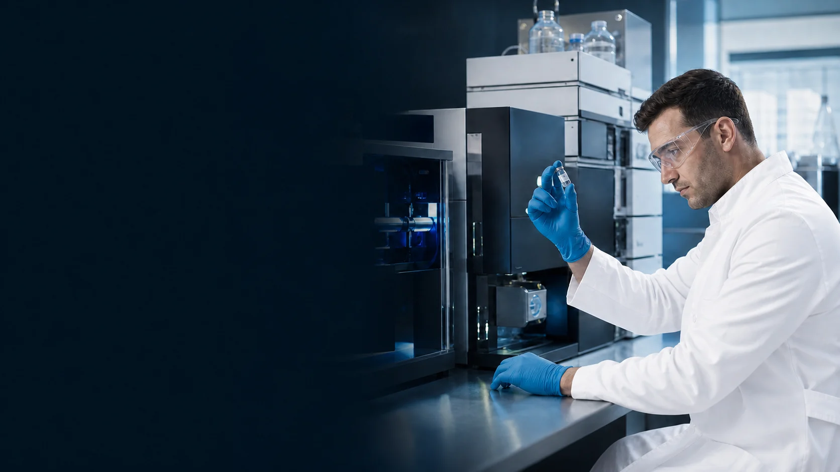 Laboratory specialist reviewing a research sample